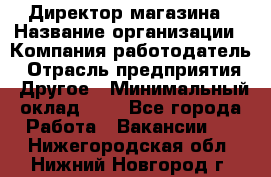 Директор магазина › Название организации ­ Компания-работодатель › Отрасль предприятия ­ Другое › Минимальный оклад ­ 1 - Все города Работа » Вакансии   . Нижегородская обл.,Нижний Новгород г.